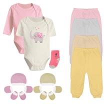 Kit Roupinhas de Bebê 13 Peças Body Mijão Meias Kit Touca