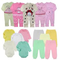 Kit Roupinhas de Bebê 15 Pçs Body Manga Longa Mijão Macacão