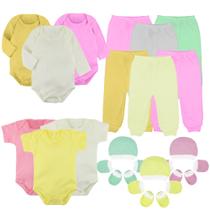 Kit Roupinhas de Bebê 21 Peças Body Mijão Toucas e Luvas