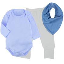 Kit Roupinhas de Bebê 3 Peças Body e Mijão e Babador Bandana