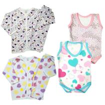 Kit Roupinhas De Bebê 6 Peças Conjunto Pijama E Body Regata Kit Roupinhas De Bebê 6 Peças Conjunto Pijama E Body Regata