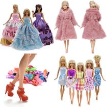 Kit Roupinhas Sapatos Vestidos de Festa Casaco de Pelúcia para Bonecas de 30 cm de Altura Kit Roupinhas Sapatos Vestidos de Festa Casaco de Pelúcia para Bonecas de 30 cm de Altura