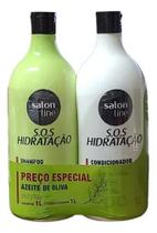 Kit S.O.S Hidratação Azeite de Oliva Shampoo e Condicionador Litrão Salon Line