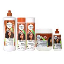 Kit S.o.s Tratamento Hidrata Nutrição Cachos Coco Salon Line