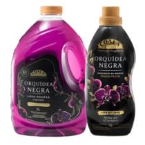 Kit Sabão Lava Roupas 3L Tira Manchas Sujeira Mau Cheiro Com Amaciante 1L Concentrado Orquídea Negra Perfume Duradouro Alto Rendimento Coala Laundry