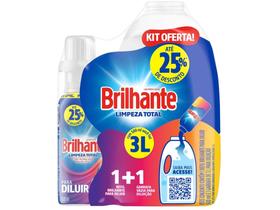 Kit Sabão Líquido Concentrado com Garrafa - Brilhante Limpeza Total 500ml