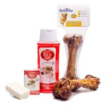 Kit Sabonete Anti pulgas com Shampoo mais Osso suíno P/cães