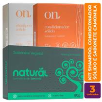 Kit Sabonete Camomila, Shampoo e Condicionador Vegano Solido da Linha ON Nutritivo - Orgânico Natural