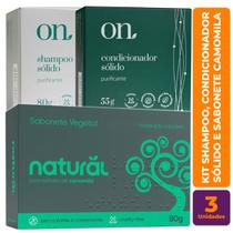 Kit Sabonete Camomila, Shampoo e Condicionador Vegano Solido da Linha ON Purificante - Orgânico Natural Kit Sabonete Camomila, Shampoo e Condicionador Vegano Solido da Linha ON Purificante - Orgânico Natural