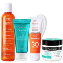 Kit Sabonete Cleanance Avene 60g + Tônico Adstringente + Filtro Solar FPS 30 Sem Cor + Hidratante Face Care - Actine Neutrogena e Actine