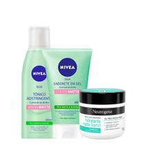 Kit Sabonete Controle do Brilho + Tonico Adstringente Nivea + Hidratante Face Care 3 em 1 Neutrogena Kit Sabonete Controle do Brilho + Tonico Adstringente Nivea + Hidratante Face Care 3 em 1 Neutrogena