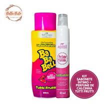 Kit sabonete corporal intimo suave e refrescante bababell + perfume de calcinha cheirinho tutti frutti