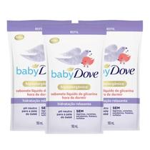 Kit Sabonete Dove Baby Liquido 180ml Hidratacao Relaxante Refil 3 Unidades