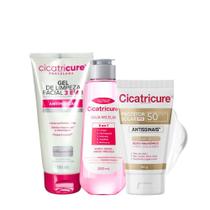 Kit Sabonete Facial + Água Micelar 5 em 1 + Filtro Solar FPS 50 Sem Cor Cicatricure Antissinais Kit Sabonete Facial + Água Micelar 5 em 1 + Filtro Solar FPS 50 Sem Cor Cicatricure Antissinais