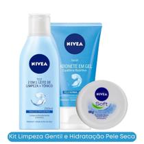 Kit Sabonete Facial Equilíbrio Nutritivo 150ml + Tônico Leite de Limpeza 2 em 1 200ml + Hidratante Suave Soft 98g