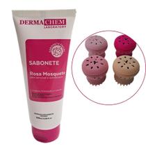 Kit Sabonete Facial Rosa Mosqueta Dermachem + Esponja Polvo