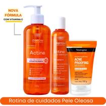 Kit Sabonete Gel Actine 400g + Esfoliante Acne Proofing 100g Neutrogena + Tônico Adstringente 190ml Actine Sem Álcool