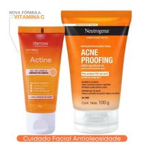 Kit Sabonete Gel de Limpeza Facial 60g Actine Darrow + Esfoliante Acne Proofing100g Neutrogena Pele Acneica