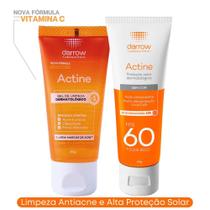 Kit Sabonete Gel de Limpeza Facial 60g Antiacne + Protetor Solar FPS 60 Sem Cor 40g Darrow Actine
