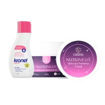 Kit Sabonete Íntimo Kronel 80mL + Máscara Facial NutriNight Fio Cabana 300g Vegana e Natural