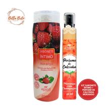 Kit sabonete intimo suave e refrescante morango + perfume de calcinha cheirinho de morango