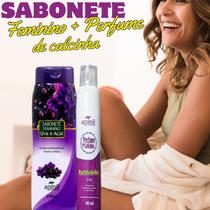 Kit sabonete intimo uva sensação de refrescancia e limpeza + perfume de calcinha uva com aroma irresistivel