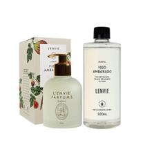 Kit Sabonete Líquido 200ml e Refil 500ml Lenvie Figo Ambarado Arabesc Frutal