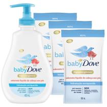 Kit Sabonete Líquido Baby Dove da Cabeça aos Pés Hidratação Enriquecida 400ml + 3 Refis 180ml
