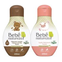 Kit Sabonete Líquido e Hidratante Suave Vegano 230ml Bebê Natureza Kit Sabonete Líquido e Hidratante Suave Vegano 230ml Bebê Natureza