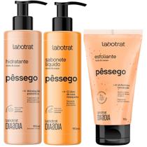 Kit Sabonete Liquido + Esfoliante + Hidratante Corpo E Rosto Labotrat Cheiro De Fruta Pêssego 150g Kit Sabonete Liquido + Esfoliante + Hidratante Corpo E Rosto Labotrat Cheiro De Fruta Pêssego 150g