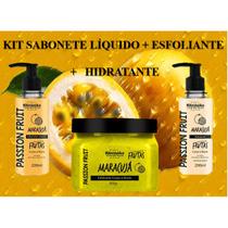 Kit sabonete líquido + esfoliante + hidratante corporal - maracujá - rhenuks Kit sabonete líquido + esfoliante + hidratante corporal - maracujá - rhenuks