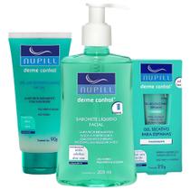 Kit Sabonete Liquido Facial + Gel Esfoliante + Secativo De Espinhas Nupill Derme Control Uso Diário Kit Sabonete Liquido Facial + Gel Esfoliante + Secativo De Espinhas Nupill Derme Control Uso Diário