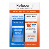 Kit Sabonete Líquido Facial Helioderm 50ml e Protetor Solar Facial Helioderm FPS 50 50g Kit Sabonete Líquido Facial Helioderm 50ml e Protetor Solar Facial Helioderm FPS 50 50g
