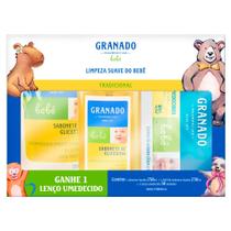 Kit Sabonete Liquido Glicerina Granado Bebe 250ml + Sabonete Glicerina Granado Refil 250ml + Lenço Umedecido 50 unidades Kit Sabonete Liquido Glicerina Granado Bebe 250ml + Sabonete Glicerina Granado Refil 250ml + Lenço Umedecido 50 unidades