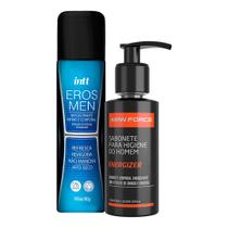 Kit Sabonete Líquido Masculino 200ml Adão e Eva + Desodorante Intimo Eros Men 166ml Intt