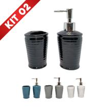 Kit Sabonete Liquido Pia P/ Banheiro 2 Peças Saboneteira Frasco