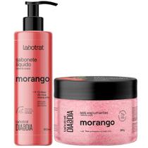 Kit Sabonete Liquido + Sais Corpo E Rosto Labotrat Dia A Dia Cheiro De Fruta Morango 190ml