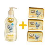 Kit Sabonete Líquido Talco + 3 Sab Barra Mili Love & Care