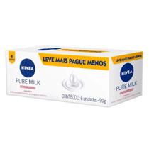 Kit Sabonete Nivea Pure Milk Leve Mais Por Menos com 6 unidades de 90g cada
