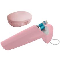 Kit Saboneteira e Estojo Porta Escovas Creme Dental Bolsa Mala Viagem Rosa Quartzo