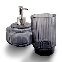 Kit Saboneteira Liquida De Vidro Com Copo 475ml Banheiro