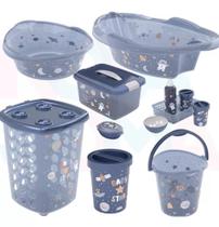 Kit Saboneteira,lixeira,banheira,cesto,Kit higiene,bacia,balde,Cx. organizadora Astronauta-Plasutil