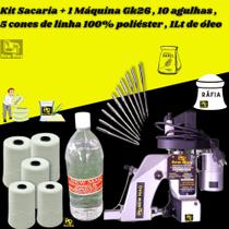Kit sacarias 1 maquina newmaq gk + 10 agulhas + 5 cones de linha + 1lt oleo
