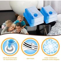 Kit Saco a Vácuo 50x60 Bomba Manual Organização de Roupas Mala Viagem Guarda Roupas