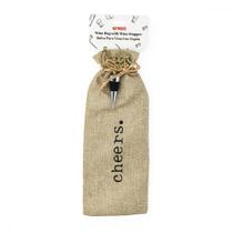 Kit Saco Bolsa de Tecido para Garrafa de Vinho Espumantes Champagne Porta Vinhos Tampa Rolhas Bar Bebidas