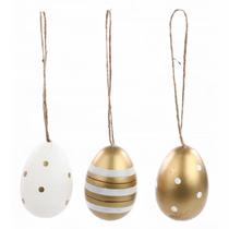 Kit Saco com 6 Ovos Decorativos Páscoa Dourado e Branco 8cm 1064573 - Cromus