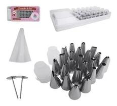 Kit Saco Confeiteiro 27 Pçs Bicos Aço Inoxidável Bolos Muffi