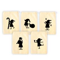 Kit Saco de Algodão Cru com Estampa Natal - Assistente do Noel - 13x20cm - 5 unidades - Rizzo Kit Saco de Algodão Cru com Estampa Natal - Assistente do Noel - 13x20cm - 5 unidades - Rizzo