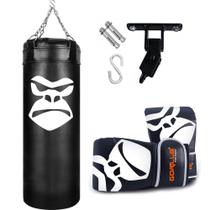 Kit Saco De Boxe Profissional 90 Cm + Luva Bate Saco Pro Treino Boxe + Suporte Articulado Teto Gorilla