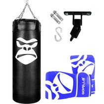 Kit Saco De Boxe Profissional 90 Cm + Luva Bate Saco Pro Treino Boxe + Suporte Articulado Teto Gorilla